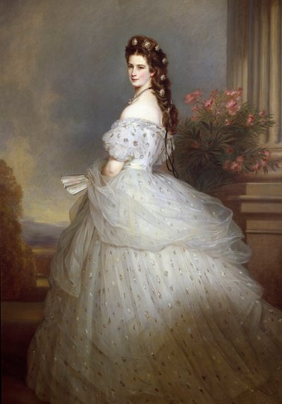 Portret van Elisabeth de Wittelsbach (1837-1898) (sissi), Keizerin van Oostenrijk (1854-1898) en Koningin van Hongarije (1867-1898) Schilderij door Franz Xaver Winterhalter (1806-1873) door Franz Xaver Winterhalter