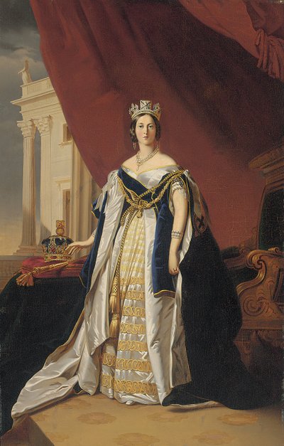 Portret van koningin Victoria in kroningsgewaden door Franz Xaver Winterhalter