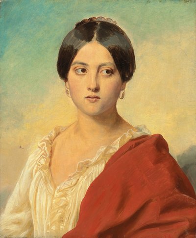 Portret van een Italiaans meisje, halve lengte, ca. 1834 door Franz Xaver Winterhalter