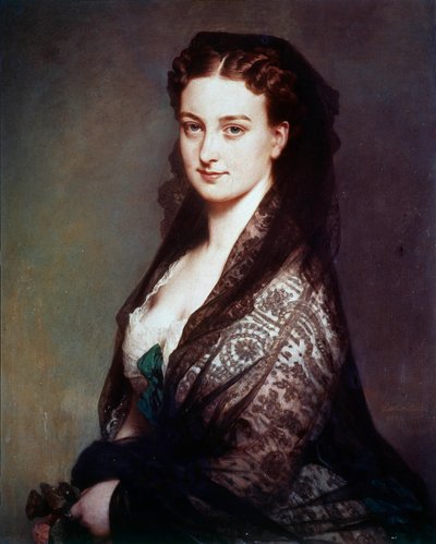 De onbekende heeft de mantilla door Franz Xaver Winterhalter