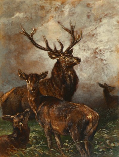 Herten en hinden door Franz Xaver von Pausinger