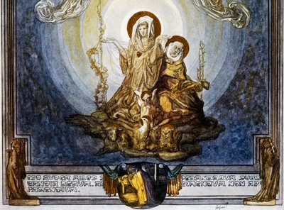 Geloof is de substantie van de dingen die we hopen, en het bewijs van die welke niet gezien worden, en dit lijkt mij de essentie ervan, canto XXIV, Hemel, Goddelijke Komedie door Dante Alighieri, illustratie door Franz von Bayros (1866-1924), Wenen door Franz von  Bayros