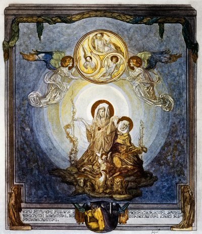 Geloof is de substantie van de dingen die we hopen, en het bewijs van de dingen die niet gezien worden, en dit lijkt mij de essentie ervan, canto XXIV, Hemel, Goddelijke Komedie door Dante Alighieri, illustratie door Franz von Bayros door Franz von  Bayros