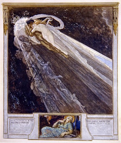 Illustratie uit Dantes Goddelijke Komedie, Inferno, Canto V. 77, 1921 door Franz von Bayros