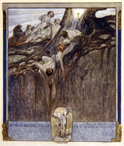 Illustratie uit Dantes Goddelijke Komedie, Paradijs, Canto IV, 1921 door Franz von Bayros
