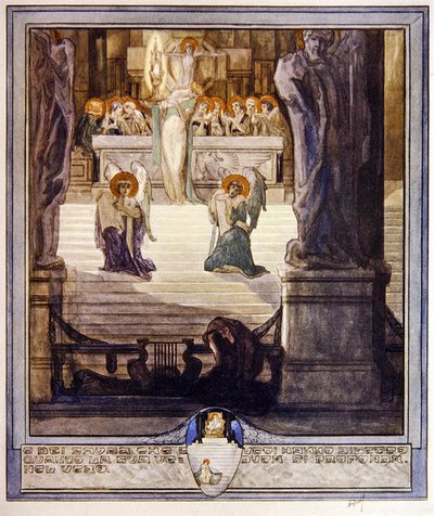 Illustratie uit Dantes Goddelijke Komedie, Paradijs, Canto XXVIII, 1921 door Franz von Bayros