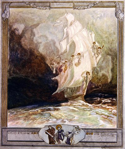 Illustratie uit Dantes Goddelijke Komedie, Paradijs, Canto XXVII, 1921 door Franz von Bayros
