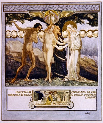 Illustratie uit Dantes Goddelijke Komedie, Paradijs, Canto XXXII, 1921 door Franz von Bayros