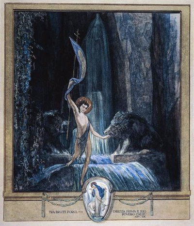 Illustratie uit Dantes Goddelijke Komedie, Vagevuur, Canto XIV: 45 door Franz von Bayros