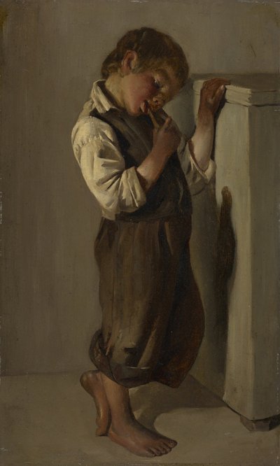 Boerenjongen die Brood Eet in de Kamer door Franz von Lenbach