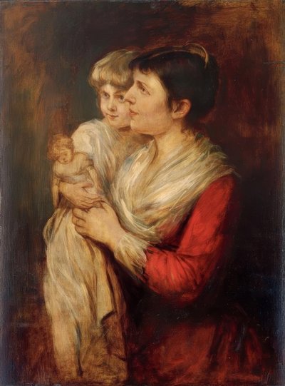 Clementine von Schön-Renz met haar dochter Hanna Elisabeth door Franz von Lenbach