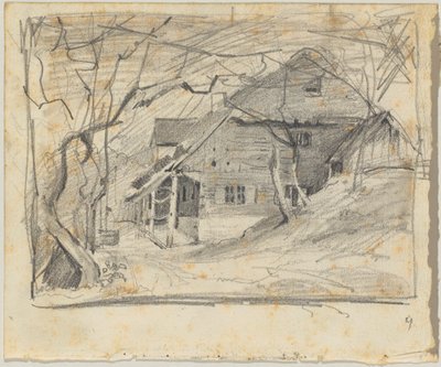 Boerderij onder Kale Bomen door Franz von Lenbach
