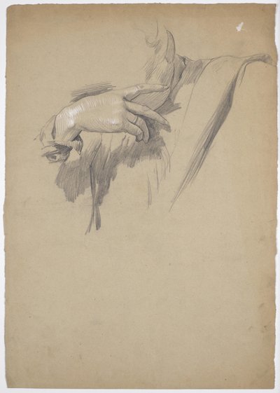 Detailstudie voor het schilderij "Leonardo schaakt met zijn muze". door Franz von Matsch