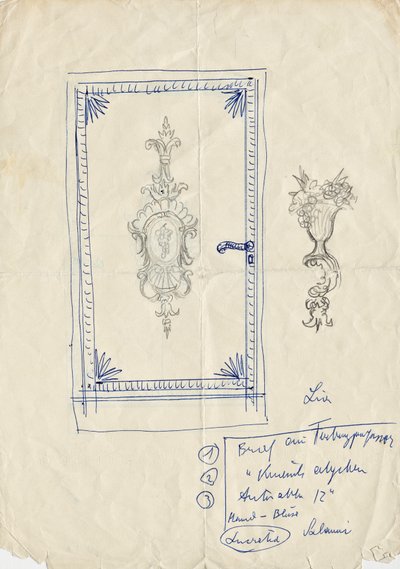 Ontwerpschets voor een deur door Franz von Matsch