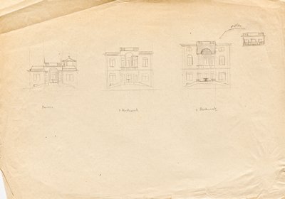 Ontwerpschetsen voor Matschs Ateliervilla - Tuingevel door Franz von Matsch