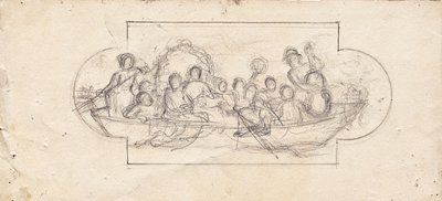 Huwelijksfeest op een boot door Franz von Matsch