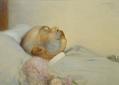 Keizer Frans Jozef I op zijn sterfbed door Franz von Matsch
