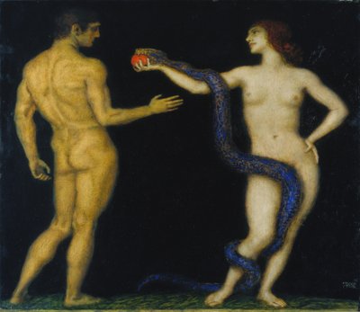 Adam en Eva, ca. 1920 door Franz von Stuck