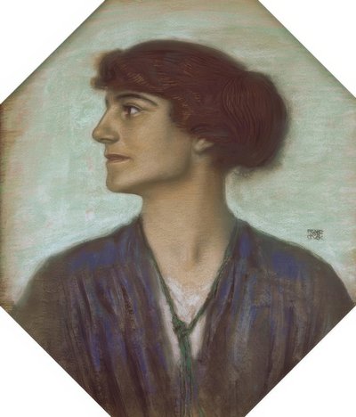 Portret van een dame door Franz von Stuck