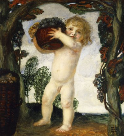 Jongen met druiven; Knabe mit Trauben, 1903 door Franz von Stuck