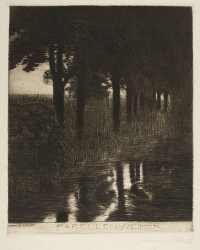 Forellenvijver (Trout Pond) door Franz von Stuck