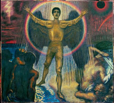 Franz von Stuck, De Engel van het Oordeel / Schilderij, circa 1922 door Franz von Stuck