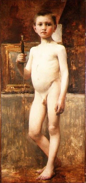 Naakte jongen met zwaard door Franz von Stuck
