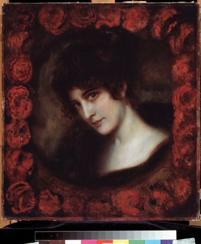 Portret van een vrouw door Franz von Stuck