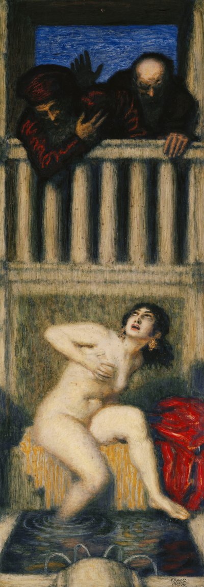 Susanna en de Twee Oude Mannen; Susanna und die Beiden Alten door Franz von Stuck