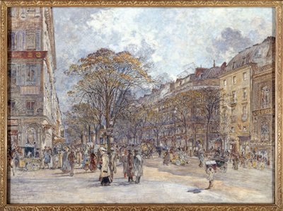Frans: Boulevard des Italiens, uitzicht op de ochtend door Frederic Anatole Houbron