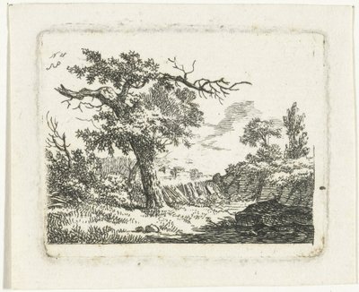 Landschap met boom met twee dode takken door Frédéric Théodore Faber