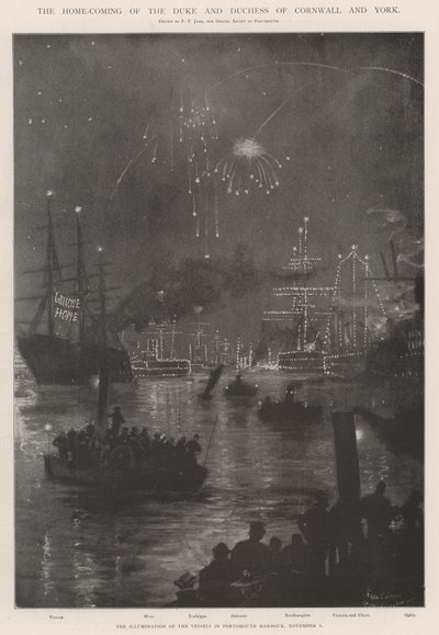 De thuiskomst van de hertog en hertogin van Cornwall en York door Fred T. Jane