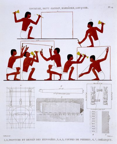Steenhouwers aan het Werk, uit een Zeldzaam Verslag van Fresco