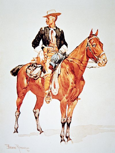 Luitenant S.C. Robertson, Hoofd van de Crow Scouts, naar een aquarel van 1890 door Frederic (after) Remington