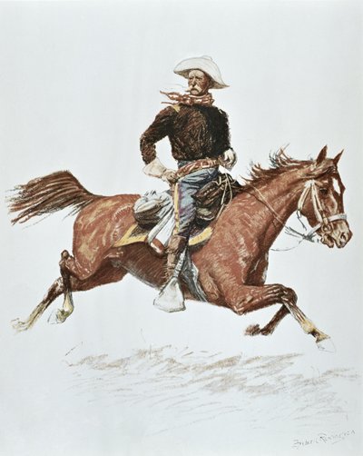 Amerikaanse Cavalerie Officier in veldtenue van de jaren 1870 door Frederic (after) Remington