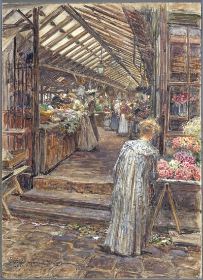 Le Marché des Enfants-Rouges, rue de Bretagne door Frederic Anatole Houbron