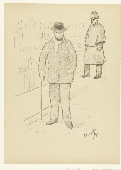 Portret van dichter Paul Verlaine in Londen door Frederic Auguste Cazals
