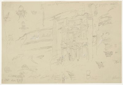 Architectonische Details van El Khasneh, Petra door Frederic Edwin Church
