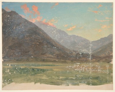 Diepe vallei, met zonsondergang verlichte wolken door Frederic Edwin Church