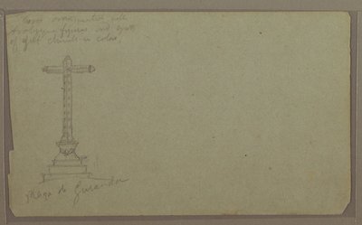 Tekening, Een kruis op het hoofdplein, Guaranda, 1857 door Frederic Edwin Church