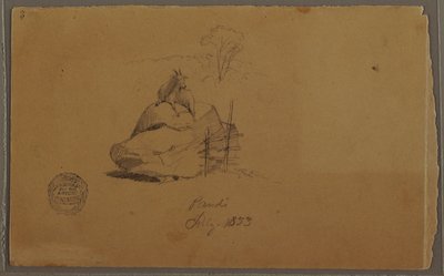 Tekening, Een geit in Pandi, Colombia, juli 1853 door Frederic Edwin Church