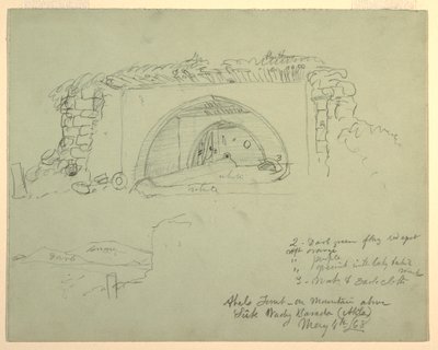 Tekening, Abels graf op de berg boven Suk Wadi, 4 mei 1868 door Frederic Edwin Church