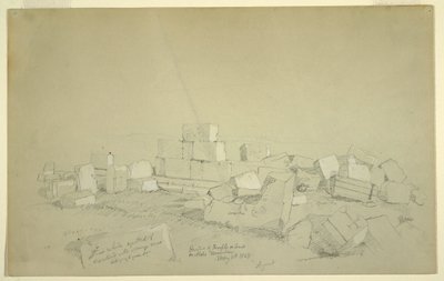 Tekening, Abels graf op berg boven Suk Wadi, 4 mei 1868 door Frederic Edwin Church