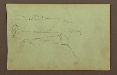 Tekening, American Falls Under a Cloudy Sky, Niagara River, mogelijk 1856 door Frederic Edwin Church