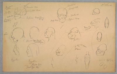 Tekening, Anatomische studies, 1865-70 door Frederic Edwin Church