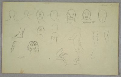 Tekening, Anatomische studies, 1865-70 door Frederic Edwin Church