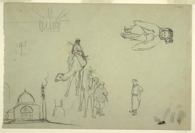 Tekening, Architectuur en Figuur, 1868 door Frederic Edwin Church
