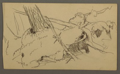 Tekening, Basis van boom, rotsblok, mogelijk 1877 door Frederic Edwin Church