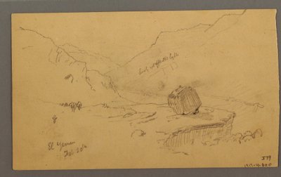 Tekening, Baai met huizen, bergen erachter, januari 1868 door Frederic Edwin Church