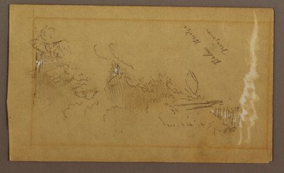 Tekening, Onder de brug, Niagara River, New York, mogelijk 1858 door Frederic Edwin Church